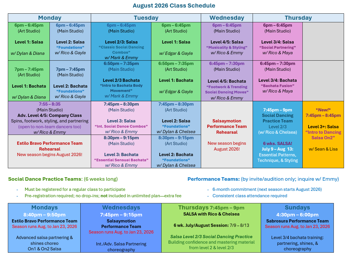 Aug 2026 Schedule