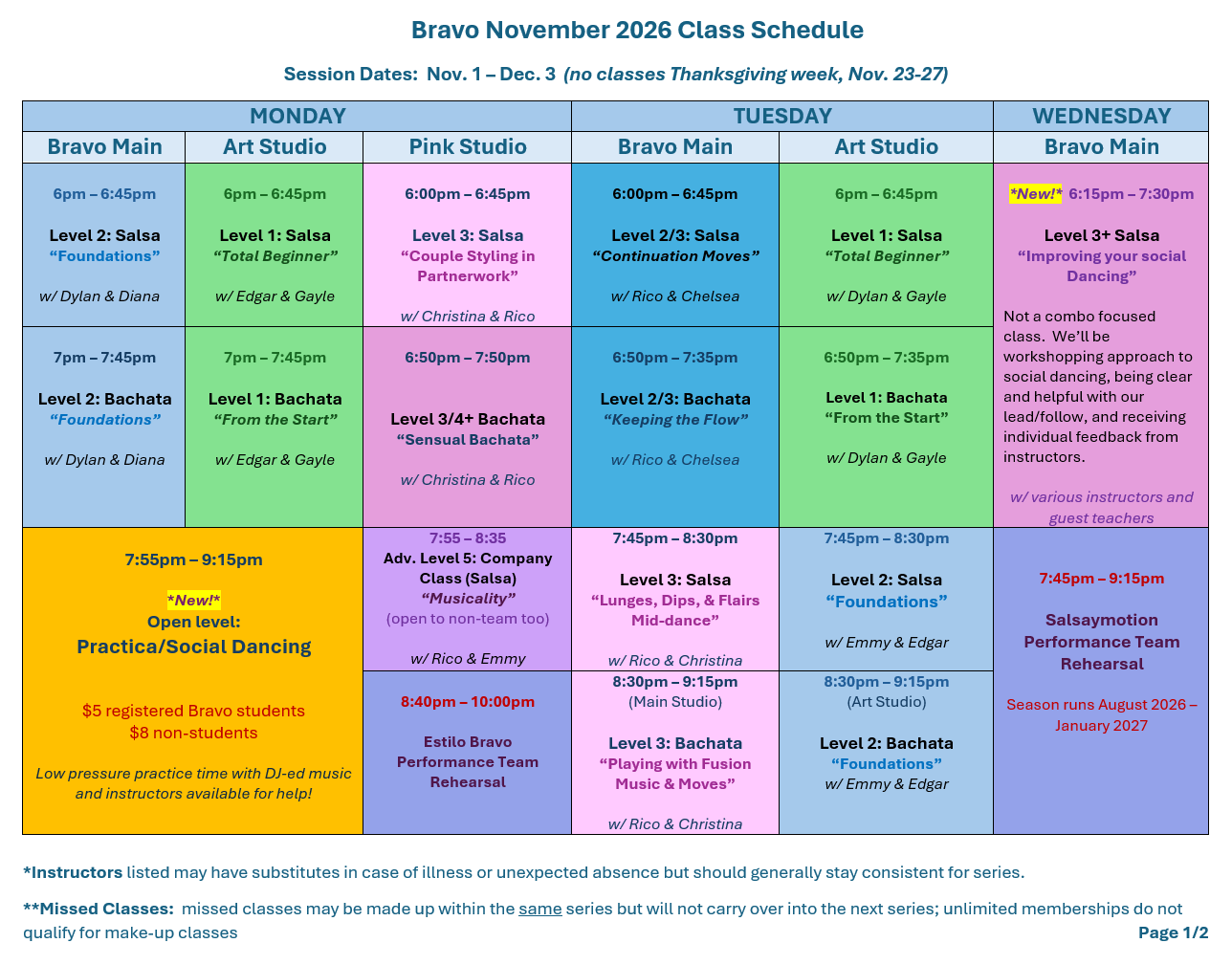 November 2026 schedule pg1